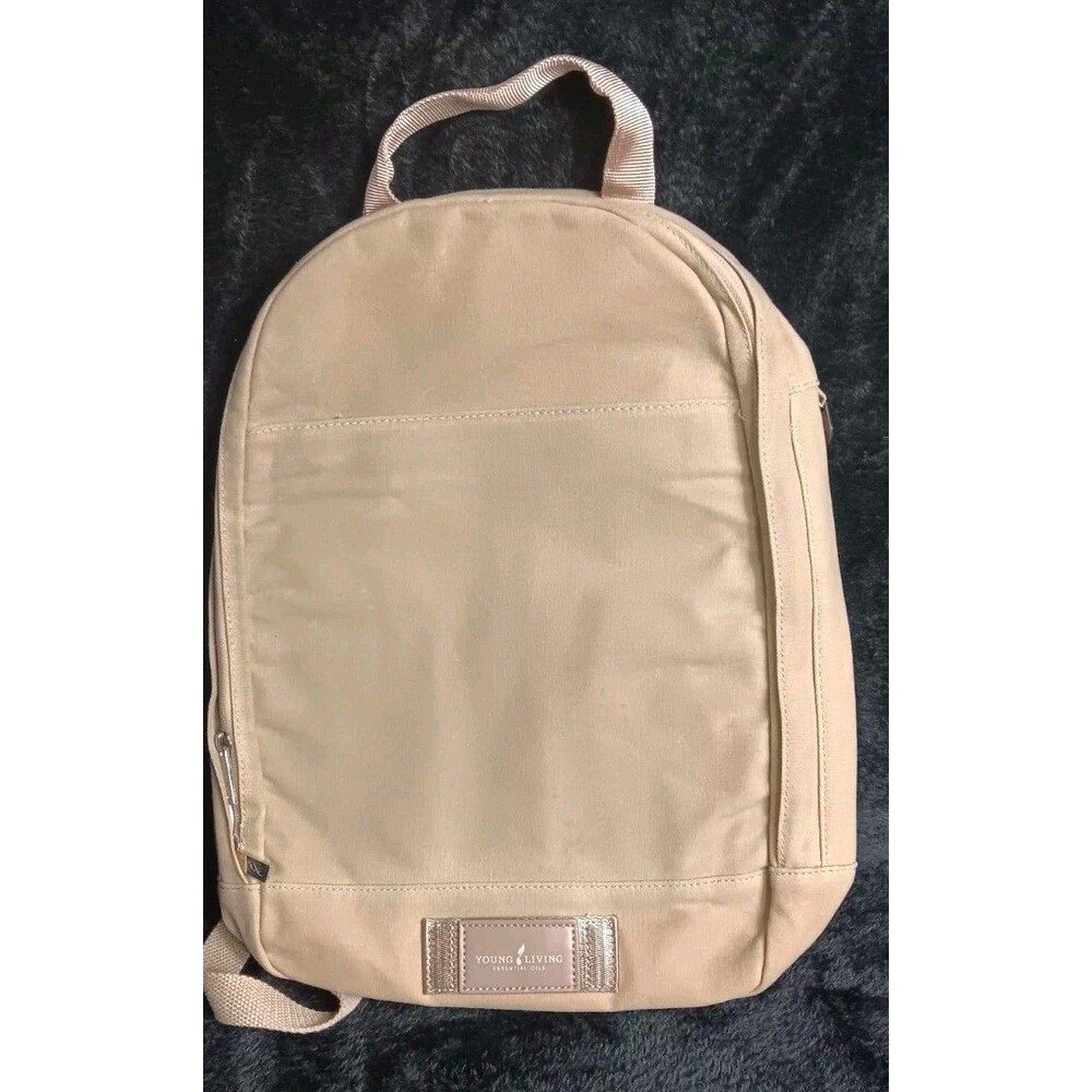 Young Living Essential Oils Convention Backpack Tan Canvas Commuter Laptop Bag